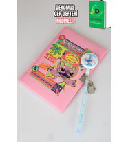 x Dekomus Lisanslı Yeni Sezon Lisanslı Lilo&Stitch Unleash Lock Journal Kilitli Hatıra Defteri Ve Labirent Figürlü Geçmeli Kalem Seti