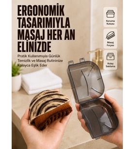 Masaj Fırçası Ahşap Desenli Yumuşak Kıllı Vücut Temizleme ve Banyo Fırçası