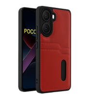 Xiaomi Poco X7 Pro Kılıf Sara Kartvizitli Deri Kılıf - Kırmızı