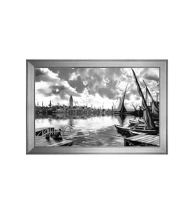 Eski İstanbul Motifli Kanvas Tablo 50 x 70 cm Silver Çerçeve