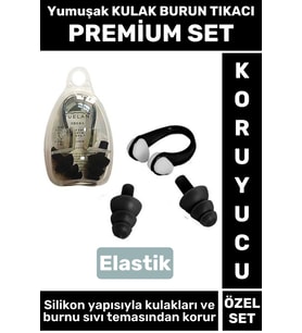 Set Elastik Yumuşak Havuz Deniz Su Sızdırma Gürültü Önleyici Kulak Burun Tikaci Seti·