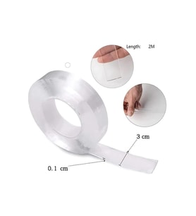 2 Metre Çift Taraflı Şeffaf Nano Bant Güçlü Yapıştırıcı Resim Kablo Sabitleme Bandı Halı Kaydırmaz