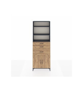Arges Dolap 4 Raflı 3 Çekmeceli 2 Kapaklı 88x30x243 Antrasit-Çam