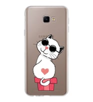 Samsung Galaxy J4 Core Kapak Cool Cat Tasarımlı Şeffaf Silikon Kılıf