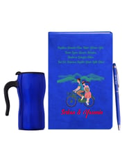 Sevgililer Gününe Özel Mavi Defter Kalem & Termos Mug Hediye Seti 12