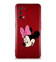 Realme 7 Pro Soft Premier Kapak Minnie Mouse-B Tasarımlı Silikon Kılıf - Mürdüm (Şeffaf)