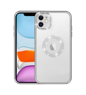 Uyumlu Model Apple iPhone 11 Kılıf Prıltılı Çıkartılabilir Kamera Lens Korumalı Esta Kapak (Gümüş)