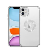 Uyumlu Model Apple iPhone 11 Kılıf Prıltılı Çıkartılabilir Kamera Lens Korumalı Esta Kapak (Gümüş)