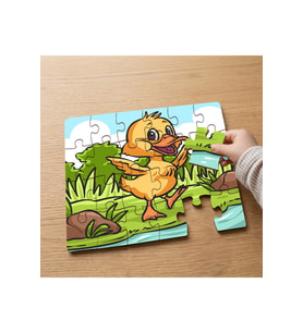 Sevimli Mutlu Sarı Ördek Tasarımlı 24 Parça Ahşap Çocuk Puzzle MPK0649