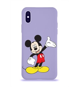 Apple iPhone X Uyumlu Lansman Kılıf Mickey Mouse Tasarımlı Altı Kapalı İçi Kadife Kaplı  Kapak (Şeffaf)