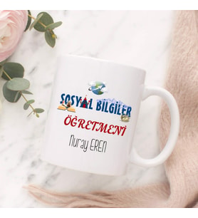 Kişiye Özel Sosyal Bilgiler Öğretmeni Kupa Bardak HA30 (Beyaz - Beyaz)