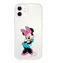 Apple iPhone 12 Mini Uyumlu Kapak Minnie Mouse Tasarımlı Şeffaf Silikon Kılıf