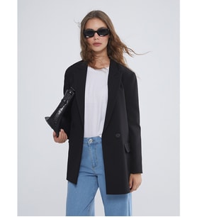 LCW Modest Siyah Düğme Detaylı Kadın Blazer Ceket