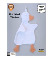 Sevimli Ördek Bebek & Çoçuk Havlu Banyo El Yüz Havlusu - Temizlik Kuruluma Bezi / Uyku Arkadaşı (Ekru)