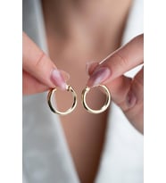 925 Ayar Gümüş 20 mm Gold Kaplama Sade Halka Model Şarnel Küpe