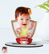 BK Gift Kişiye Özel İsimli Bebek Karikatürlü Ahşap Biblo Model-1