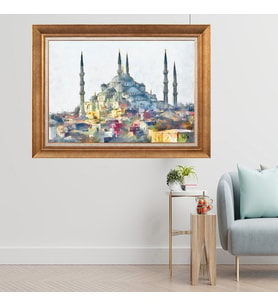 Altın Varaklı Çerçeveli Paspartulu  Tablo zv1608 (Gold)