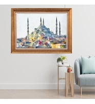 Altın Varaklı Çerçeveli Paspartulu  Tablo zv1608 (Gold)