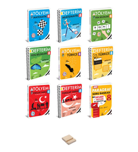 Lgs 8. Sınıf Matematik Fen Türkçe Inkılap ve Paragraf Atölyem - Defterim 9lu Set + Telefon Standı