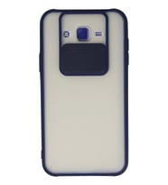 Newface Samsung Galaxy J7 Kılıf Palm Buzlu Kamera Sürgülü Silikon - Lacivert