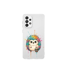 Samsung Galaxy A73 ile Uyumlu Splash Kirpi Tasarımlı Şeffaf Silikon Kılıf