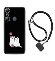 Infınix Hot 20i Kılıf Silikon Boyun Askılı İpli Desenli Silikon Love Cats 1690