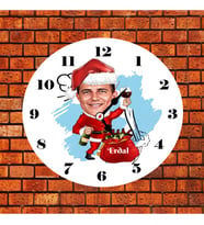 Noel Baba Karikatürlü Yılbaşı Duvar Saati Kişiye Özel