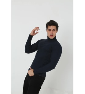 Erkek Fitilli Kaşkorse Kumaş Boğazlı Full Likralı Slimfit Body - Siyah