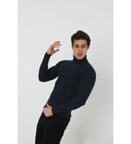 Erkek Fitilli Kaşkorse Kumaş Boğazlı Full Likralı Slimfit Body - Siyah