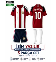Çocuk Halı Saha Futbol forması Seti Kırımızı-Beyaz1 Forma+Şort+Çorap