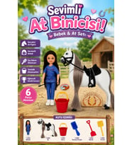 Sevimli At Binicisi Oyuncak Bebek ve At Seti - Parça Bakım Aksesuarlı Gerçekçi At Figürü