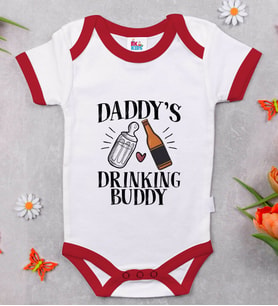 BK Kids Daddy's Drinking Buddy Tasarımlı Kırmızı Bebek Body Zıbın-2