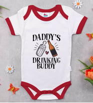 BK Kids Daddy's Drinking Buddy Tasarımlı Kırmızı Bebek Body Zıbın-2