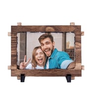 Kişiye Özel Fotoğraflı Ahşap Doğal Taş Çerçeve - 12X17cm