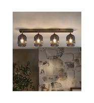 Hareketli Başlık Modern 4’lü Füme Camlı Tavan Avizesi Mat Altın Gold Metal Gövde