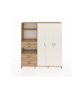 Hyperion Dolap 12 Raflı 4 Çekmeceli Tek Askılı 220x44x243 Çam-Aytaşı/Çam