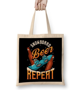 Funny Snowboard Beer Repeat Snowboarding Bez Çanta Uzun Saplı
