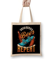 Funny Snowboard Beer Repeat Snowboarding Bez Çanta Uzun Saplı