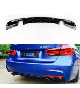 BMW F30 M UYUMLU PERFORMANCE SAĞ-SOL TEK ÇIKIŞ DİFÜZÖR PARLAK SİYAH