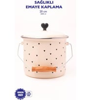 Black Cupid Kalp Desenli Emaye Yoğurt/Bakliyat Bakracı (20 Cm-3 Litre-Tüm Ocaklarla Uyumlu)