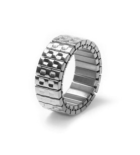 Chavin Lastikli Silver Çelik 10 mm Unisex Lastikli Geniş Erkek Yüzük ev39by