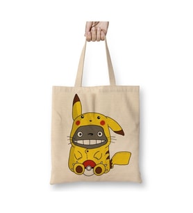 Pokemon Go Pikachu Raichu Totoro Miyazaki Beyaz Bez Çanta Uzun Saplı Alışveriş Çantası Plaj Çantası