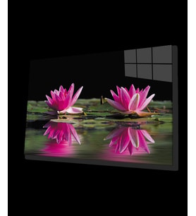 Lotus Çiçeği Cam Tablo 4mm Dayanıklı Temperli Cam