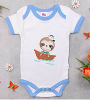 BK Kids Sevimli Denizci Tasarımlı Mavi Bebek Body Zıbın-1