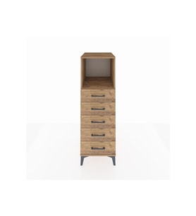 Kronos Dolap Tek Raflı 5 Çekmeceli 44x59x134 Çam-Çam