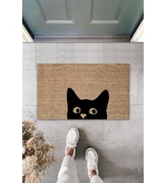 Sevimli Kara Kedi Dekoratif Iç Ve Dış Kapı Önü Paspası 70x45 Cm