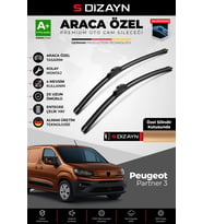 S-Dizayn Peugeot Partner 3 Ön Cam Silecek Seti 2018 Üzeri Premium Araca Özel 65-43 Cm A+ Kalite