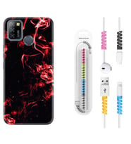 INFINIX Smart 4 5 6 Zero 8 S5 Pro Kılıf Kablo Koruma Spiral Silikon Red Smoke 1745