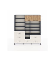Arges Dolap 17 Raflı 6 Çekmeceli 3 Kapaklı 220x30x243 Antrasit-Çam/Aytaşı