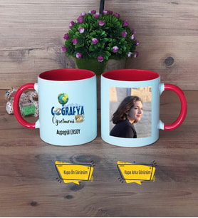 Coğrafya Öğretmeni Kupa Bardak Kırmızı Fotoğraflı Öğretmenler Günü Hediyesi